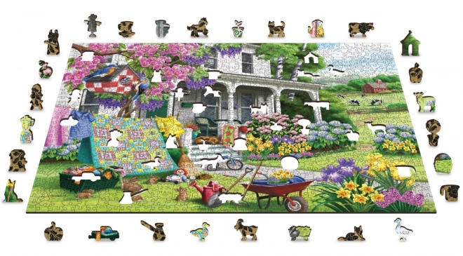 Wooden City Dřevěné puzzle Venkovská zahrada 2v1, 1010 dílků EKO