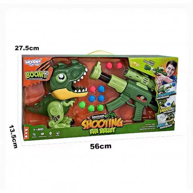 Interaktivní pistole na pěnové kuličky a dinosaurus od Woopie
