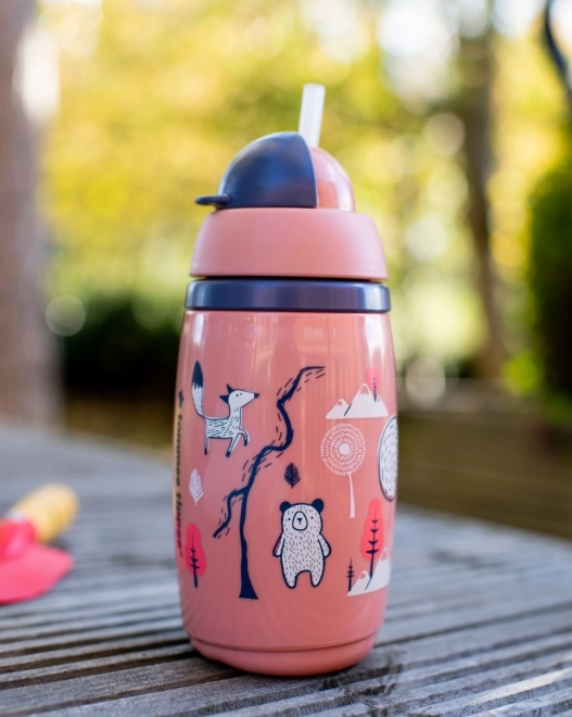 TOMMEE TIPPEE Láhev s brčkem 266 ml růžová