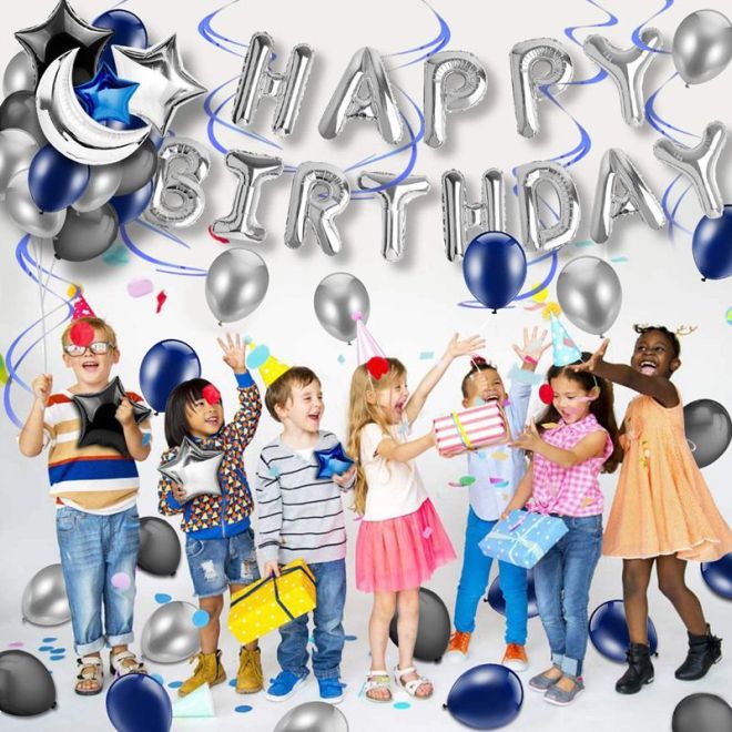 Tmavě modrá a černá narozeninová sada balónků