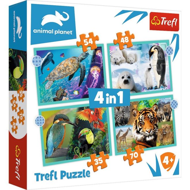 Puzzle 4v1 Tajný svět zvířat