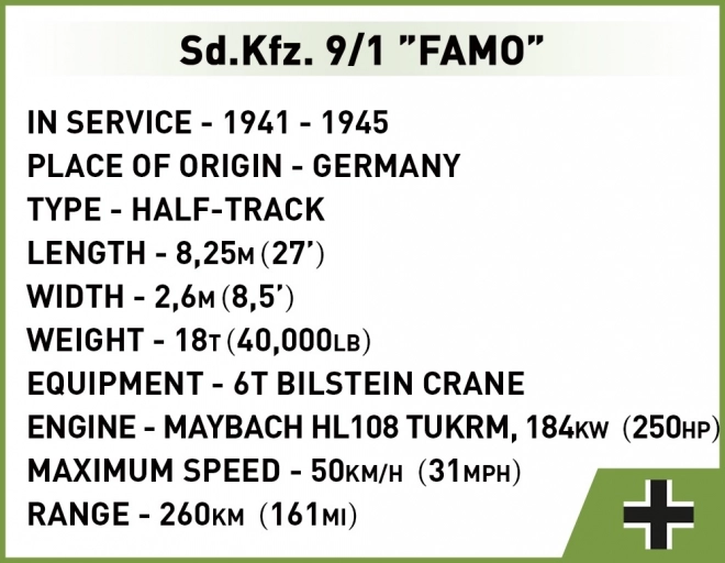 COBI 2281 II WW Sd. Kfz. 9/1 FAMO, 1:35, 498 k, 1 f