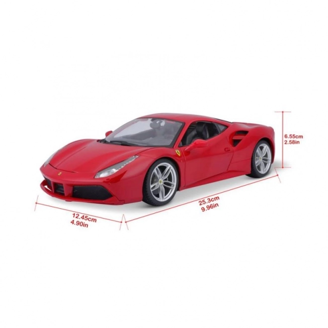 Kovové auto Ferrari 488 GTB červené