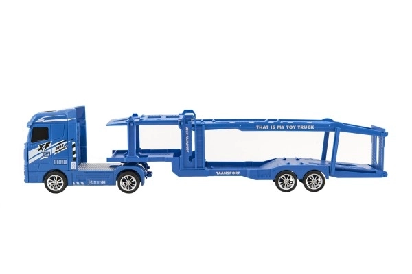 Auto kamion přepravník plast 35cm na setrvačník na baterie se světlem se zvukem v krabici 40x13x9cm