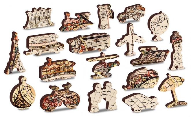 Wooden City Dřevěné puzzle Antická mapa světa 2v1, 75 dílků EKO