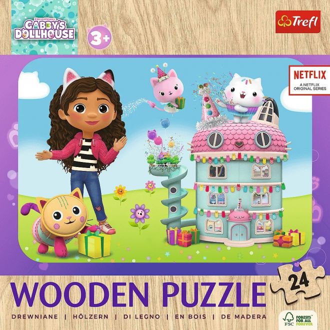 Dřevěné puzzle 24 dílků Veselá Gabby a přátelé