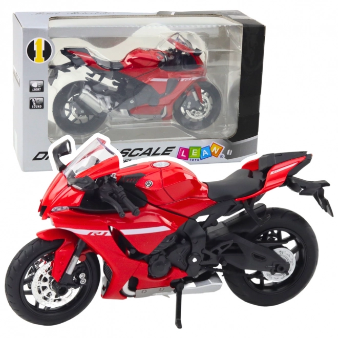 Sportovní motocykl kovový Červený R1 1:12