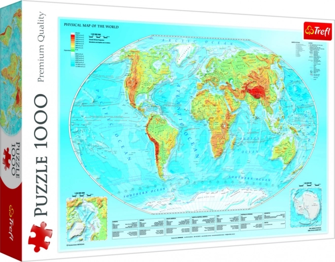 Puzzle mapa fyzická světa 1000 dílků