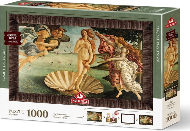 ART PUZZLE Puzzle s rámem a lepidlem 3v1 1000 dílků – Zrození Venuše