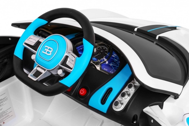 Bugatti Divo Dětské autíčko na baterie bílé + dálkové ovládání + EVA + pomalý start + LED MP3