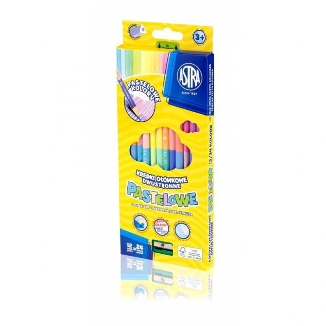 ASTRA Trojhranné pastelové oboustranné pastelky 12 ks,24 barev