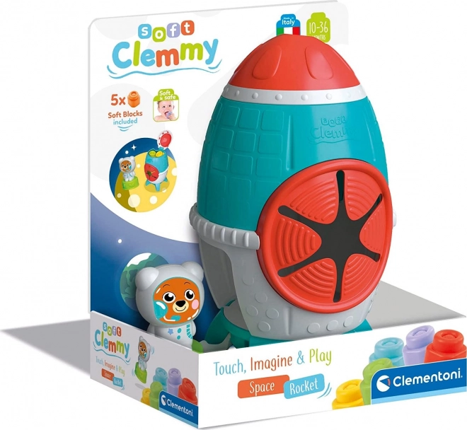 CLEMENTONI SOFT CLEMMY Box Vesmírná raketa s 5 kostkami