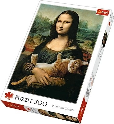 Puzzle Mona Lisa s kočkou Mruček, 500 dílků