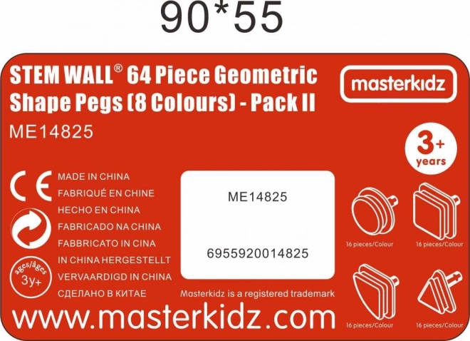 Masterkidz geometrický stavební set s kolíčky 64 ks pro STEM tabule