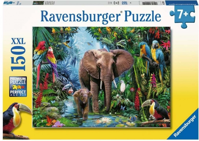 RAVENSBURGER Puzzle Sloni v džungli XXL 150 dílků