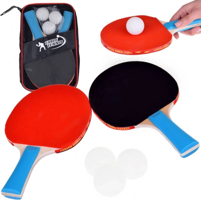 Dřevěné pálky na ping-pong s míčky