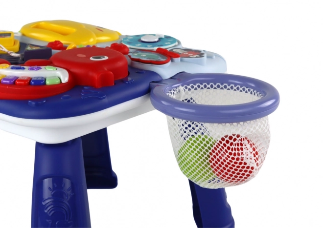 Naučný stůl 2v1 Mořská zvířata Piano Clock Basket Balls