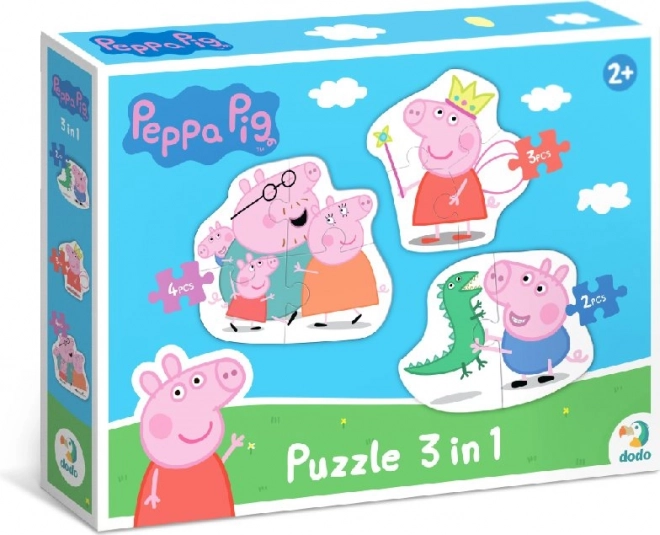 DODO Puzzle Prasátko Peppa: Rodina 3v1 (2,3,4 dílků)