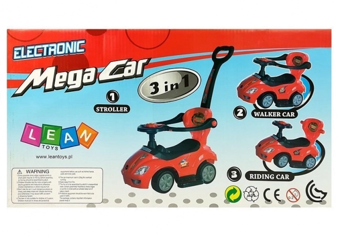 Mega Car 3v1 Push Ride Green