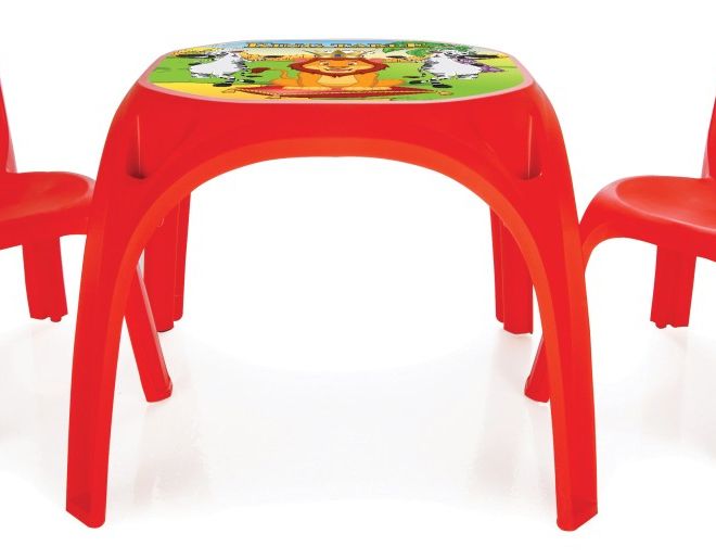 Plastový stolek + dvě židličky červený