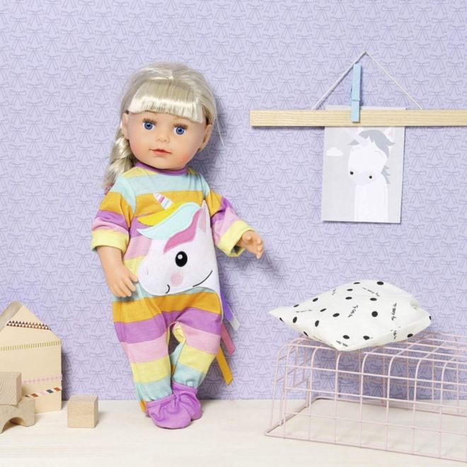 Dolly Unicorn Módní barevné oblečení na spaní pro panenku Baby Born