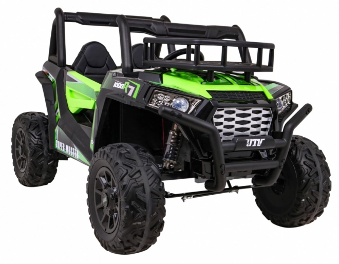 Buggy UTV Off-roader pro děti Zelená + dálkové ovládání + nosič zavazadel + pomalý start + EVA + MP3 LED