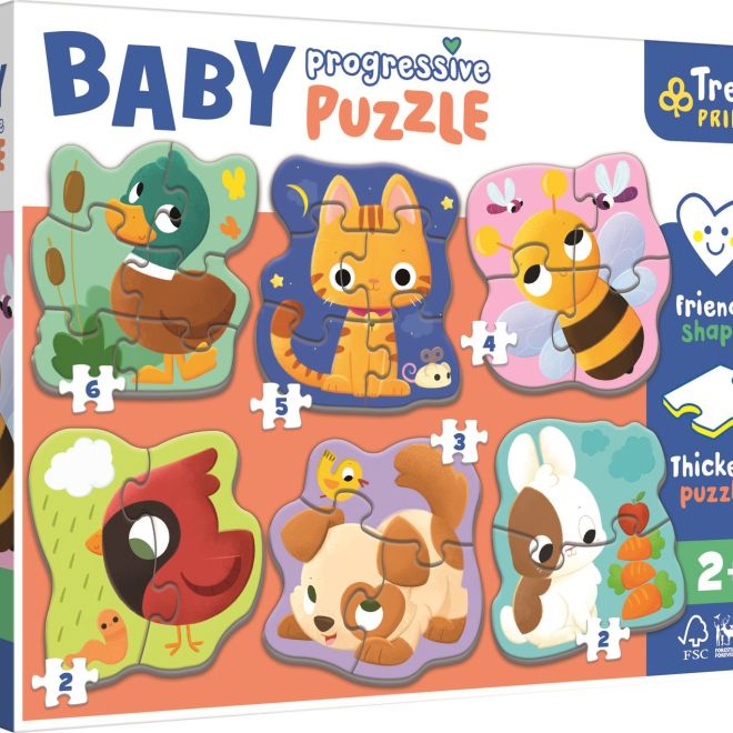Baby puzzle se zvířátky 2 - 6 dílků