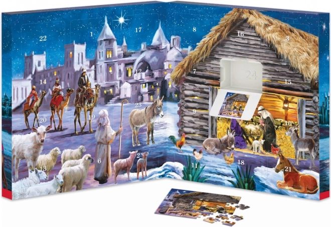 EUROGRAPHICS Puzzle Adventní kalendář: Narození Ježíška 24x50 dílků