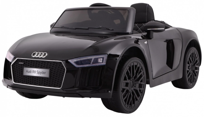 Audi R8 Spyder na baterie Lak černá + Dálkové ovládání + EVA + Pomalý start + Rádio MP3 + LED dioda