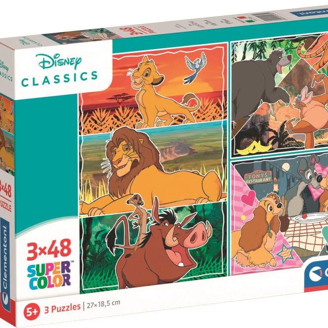 CLEMENTONI Puzzle Disney: Zvířátka 3x48 dílků