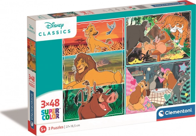 CLEMENTONI Puzzle Disney: Zvířátka 3x48 dílků