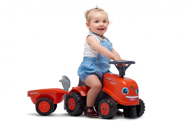 FALK 260C Baby Kubota ride-on traktor s přívěsem, hrable a lopata