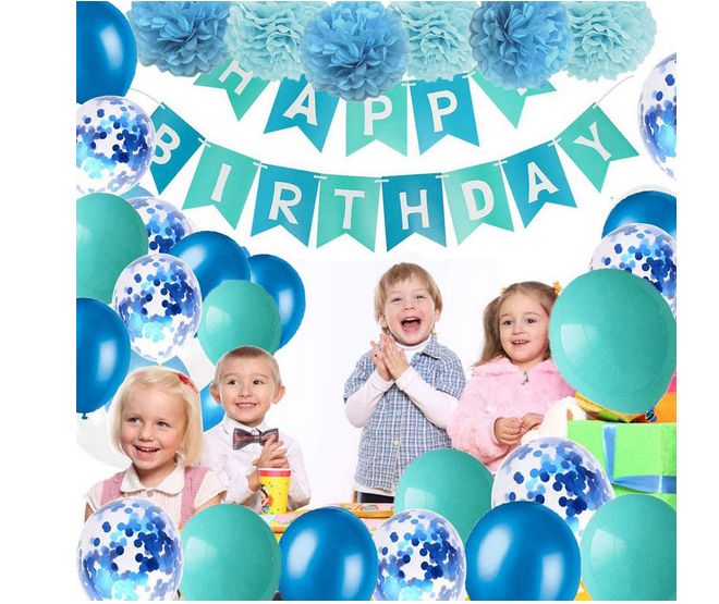 Tyrkysová balónková narozeninová dekorace pro chlapce