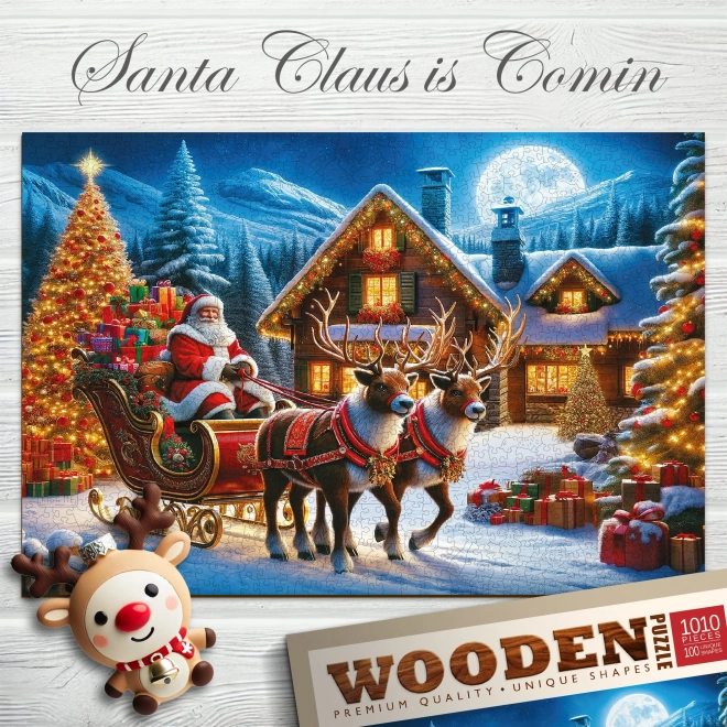 WOODEN CITY Dřevěné puzzle Santa Klaus přichází 1010 dílků