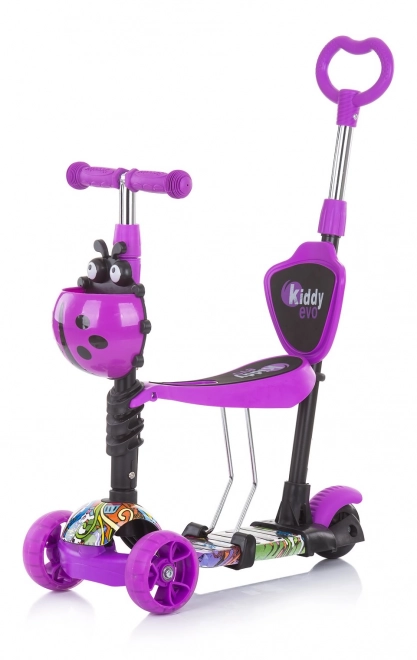 CHIPOLINO Koloběžka s vodící tyčí Kiddy Evo 3v1 – Purple Graffiti