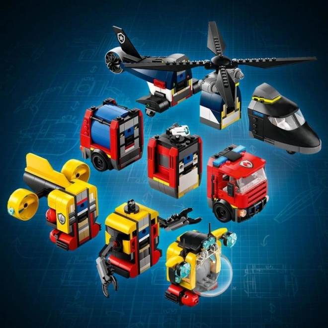 Lego City helikoptéra, hasičského auta a ponorky