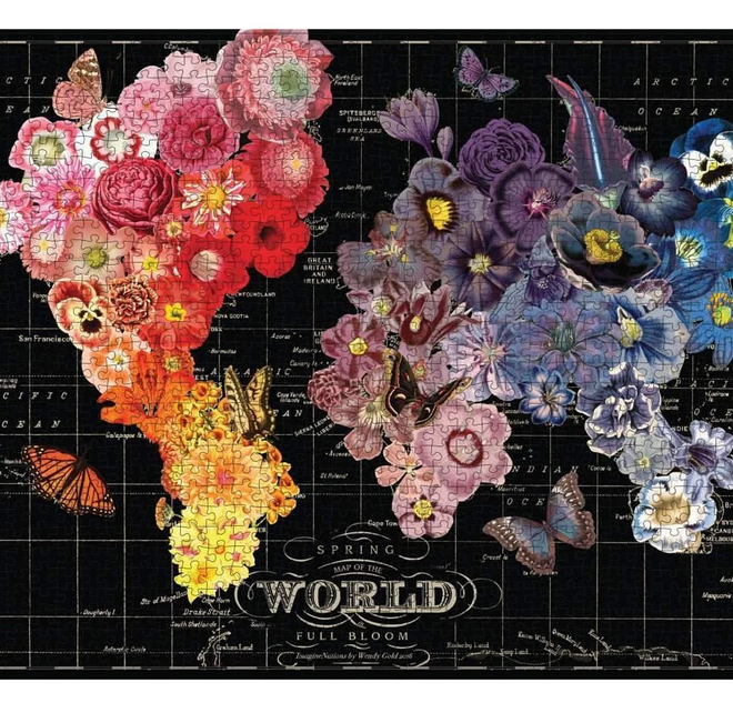 GALISON Puzzle Rozkvetlá mapa světa 1000 dílků