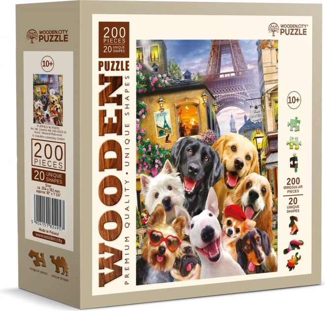 WOODEN CITY Dřevěné puzzle Štěňata v Paříži 200 dílků