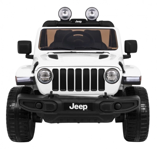 Jeep Wrangler Rubicon baterie pro děti Bílá + dálkové ovládání + rádio MP3 LED + kola EVA