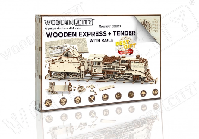 WOODEN CITY 3D puzzle Express s tendrem a kolejemi 580 dílů