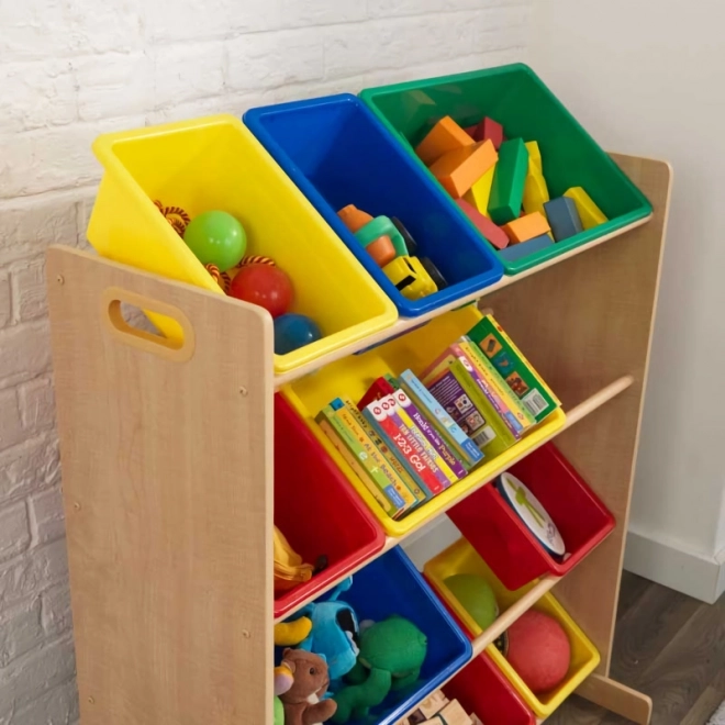 KidKraft Barevná polička s úložnými boxy