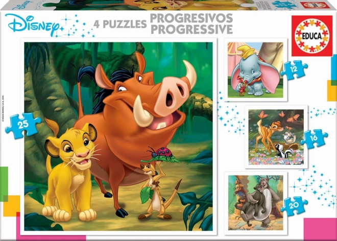 EDUCA Puzzle Disney pohádky 4v1 (12,16,20,25 dílků)