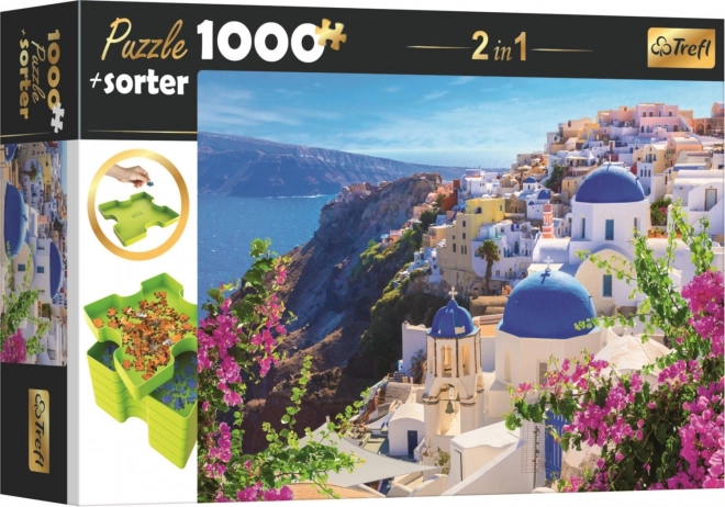 TREFL Puzzle s třídičem 2v1 Santorini, Řecko 1000 dílků