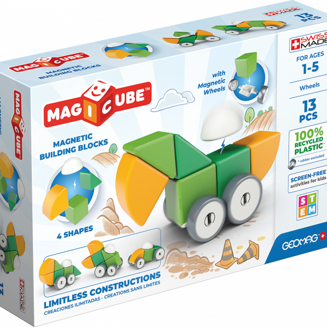 GEOMAG Magnetické kostky Magicube Shapes - Vozítka 13 dílů