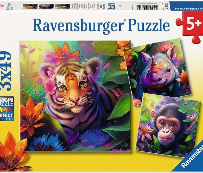 RAVENSBURGER Puzzle Mláďata z džungle 3x49 dílků