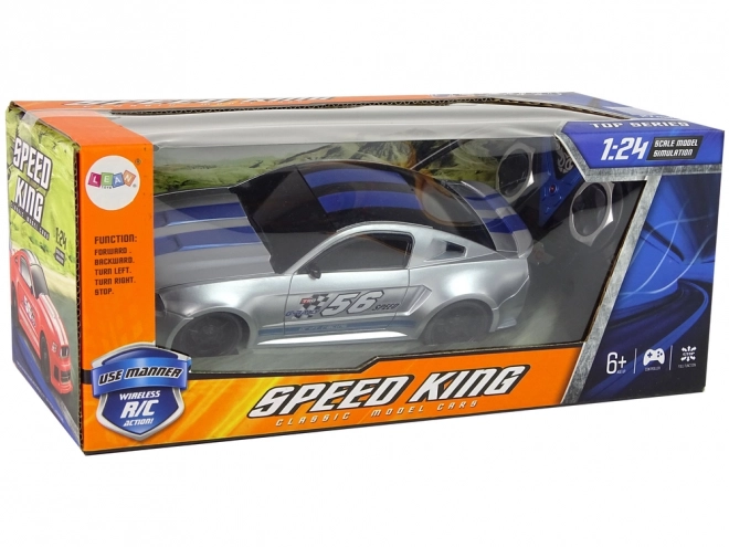 R/C stříbrné sportovní rychlé auto Speed King 1:24