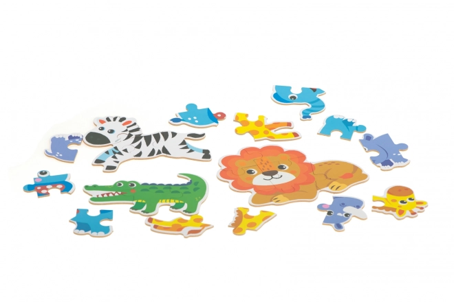 Puzzle v plechové krabičce Safari zvířátka - 25 dílků