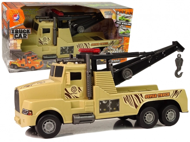 Auto Tow Truck Roadside Assistance 1:10 Rope Military Brown