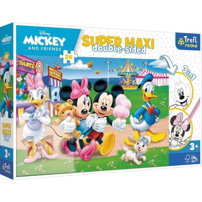 Puzzle 24 dílků SUPER MAXI Mickey v zábavním parku