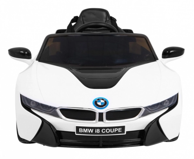 BMW I8 Lift Battery Car White + dálkové ovládání + pomalý start + 3bodové pásy + MP3 USB + LED dioda